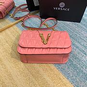 Versace Quilted Top Handle Barocco V Bag in Pink - 5
