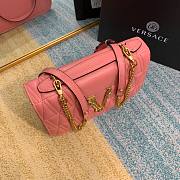Versace Quilted Top Handle Barocco V Bag in Pink - 6