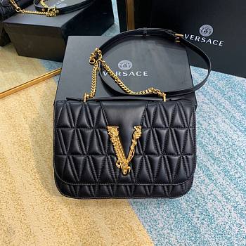 Versace Quilted Top Handle Barocco V Bag in Black