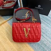 Versace Quilted Top Handle Barocco V Bag in Red - 1