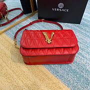 Versace Quilted Top Handle Barocco V Bag in Red - 2