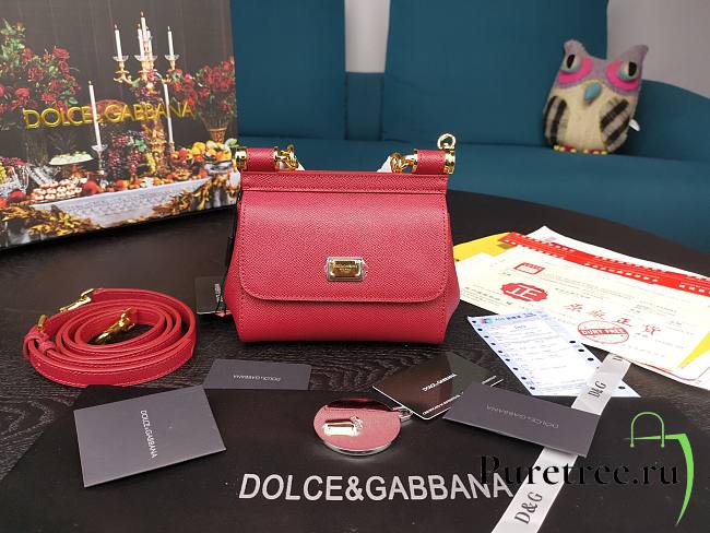 DG dauphine leather Sicily mini bag in red - 1