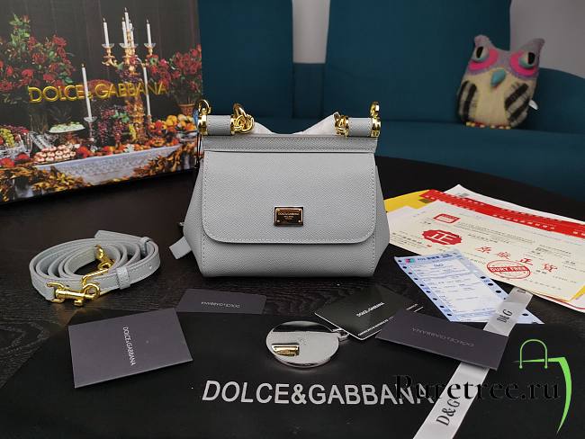 DG dauphine leather Sicily mini bag in gray - 1