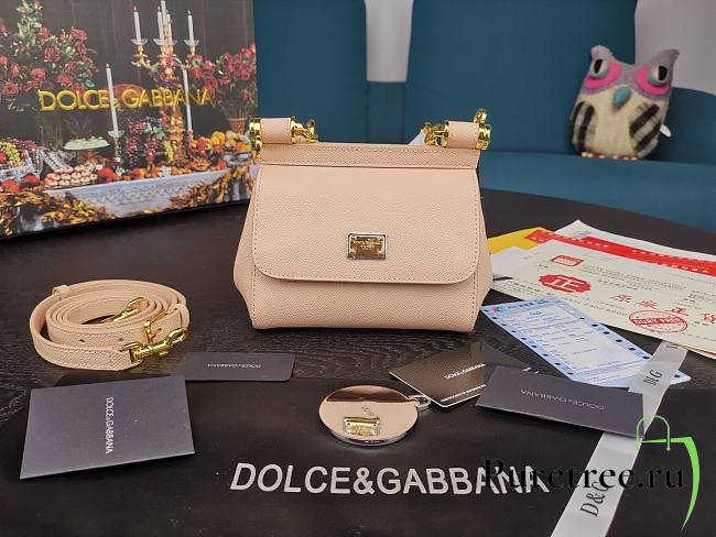 DG dauphine leather Sicily mini bag in nude pink  - 1