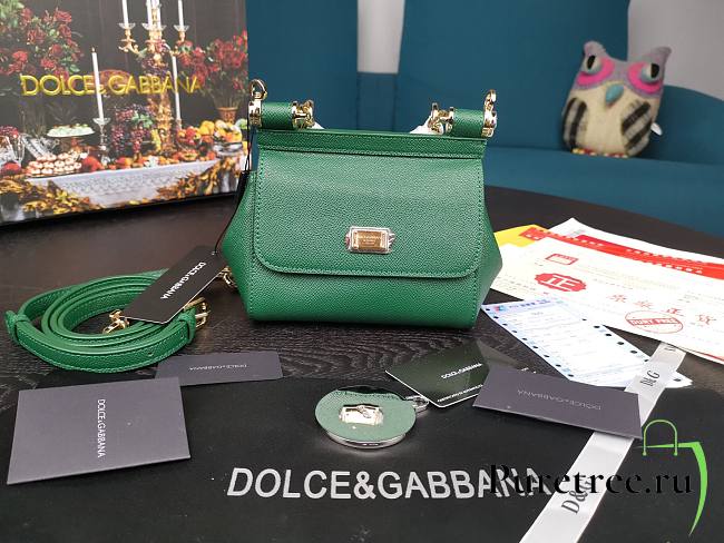 DG dauphine leather Sicily mini bag in green - 1