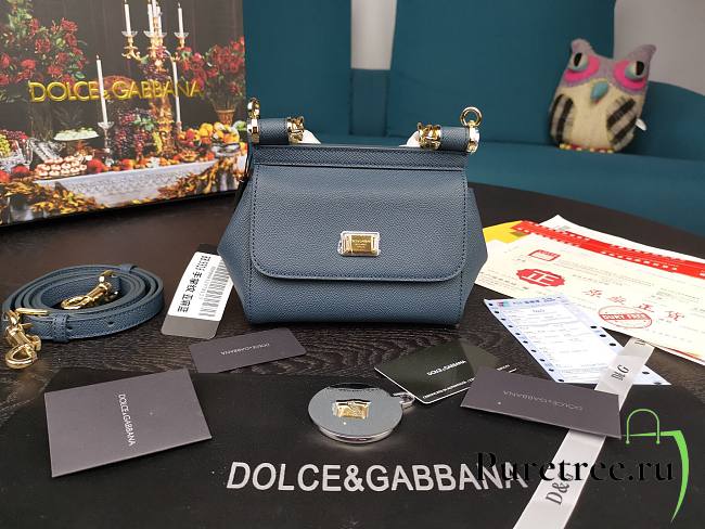 DG dauphine leather Sicily mini bag in blue - 1