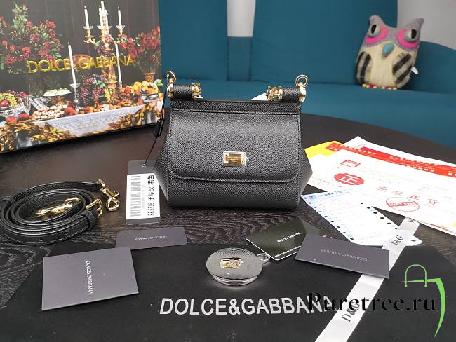 DG dauphine leather Sicily mini bag in black - 1