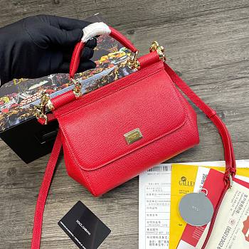 D&G dauphine leather Sicily small bag in red