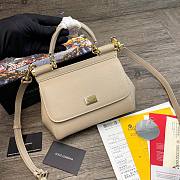 D&G dauphine leather Sicily small bag in beige - 1