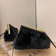 FENDI First Small mink black leather bag | 8BP129 - 4