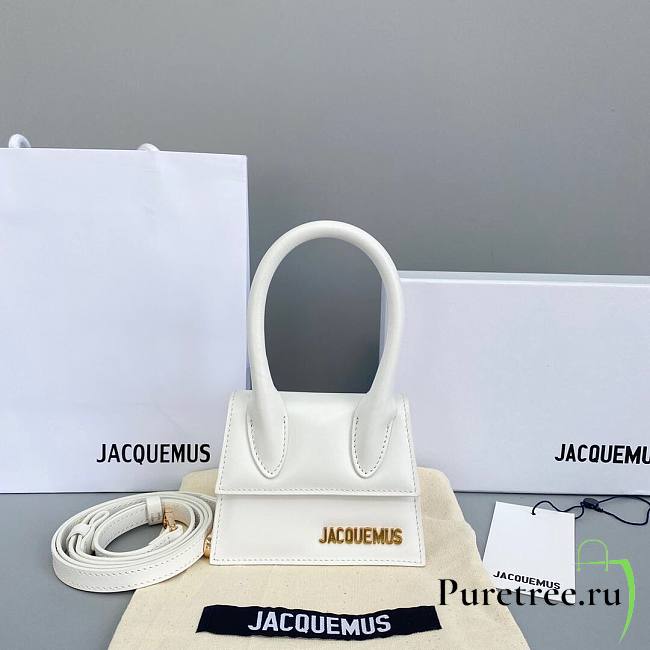 Jacquemus mini tote bag white leather 12cm - 1