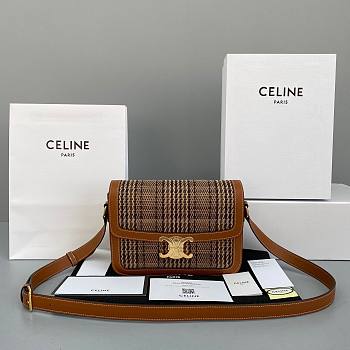 Celine Embroidery Calfskin Triiomphe Brown Bag