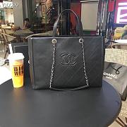 Chanel Quilted Calfskin Large Shopping Tote Bag Black - 1