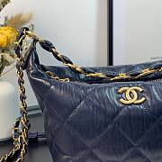  Chanel Crumpled Lambskin Mini Hobo Bag Blue - 4