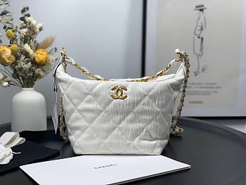 Chanel Crumpled Lambskin Mini Hobo Bag White