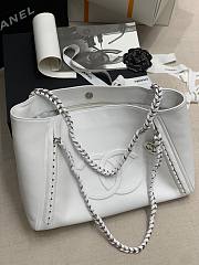 Chanel Soft Calfskin Shopping Bag Top Handle White - 4