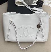 Chanel Soft Calfskin Shopping Bag Top Handle White - 1