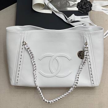 Chanel Soft Calfskin Shopping Bag Top Handle White