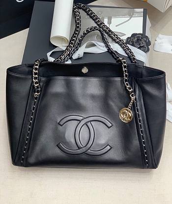 	 Chanel Soft Calfskin Shopping Bag Top Handle Black