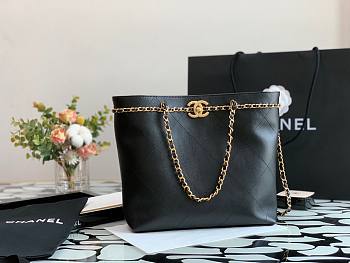Chanel Calfskin Chain Shopping Bag AS2374 Black