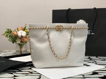 Chanel Calfskin Chain Shopping Bag AS2374 White