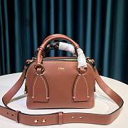 Chloe Small Daria day bag in grained & shiny calfskin red brown - 1
