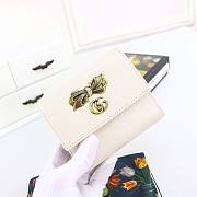 GG Leather Wallet With Bow-White - 2