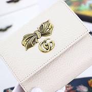 GG Leather Wallet With Bow-White - 4
