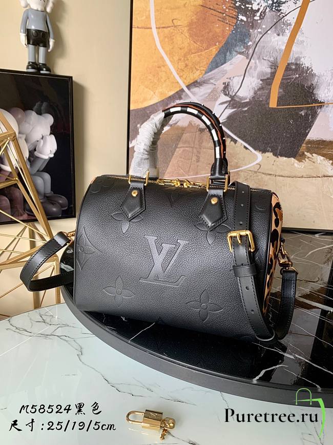  Louis Vuitton Speedy Bandoulière 25 Black Leather m58524 - 1