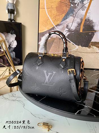  Louis Vuitton Speedy Bandoulière 25 Black Leather m58524