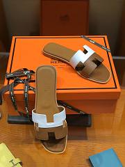 Hermes Slippers White/ Brown - 4