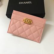 Chanel pink card holder gold hardware - 1