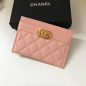 Chanel pink card holder gold hardware
