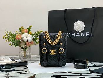 Chanel 19 case phone black leather