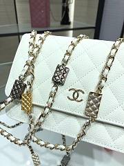 Chanel Grained Calfskin Wallet Charm WOC White - 4
