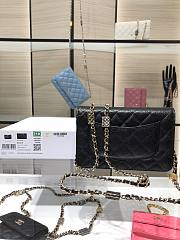 Chanel Grained Calfskin Wallet Charm WOC Black - 2