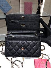 Chanel Grained Calfskin Wallet Charm WOC Black - 4