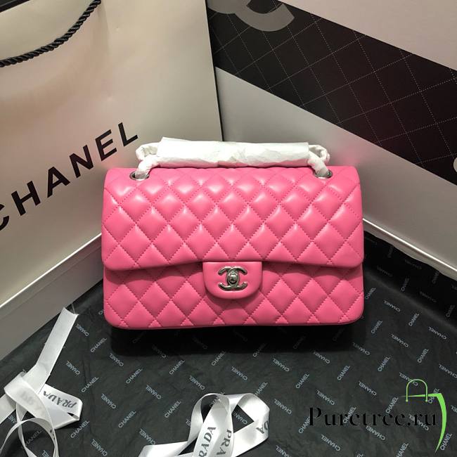 Chanel lambskin leather flap bag gold/pink 25cm - 1