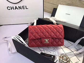 Chanel Flap Bag Caviar Red with Gold/ Silver Hardware 20CM