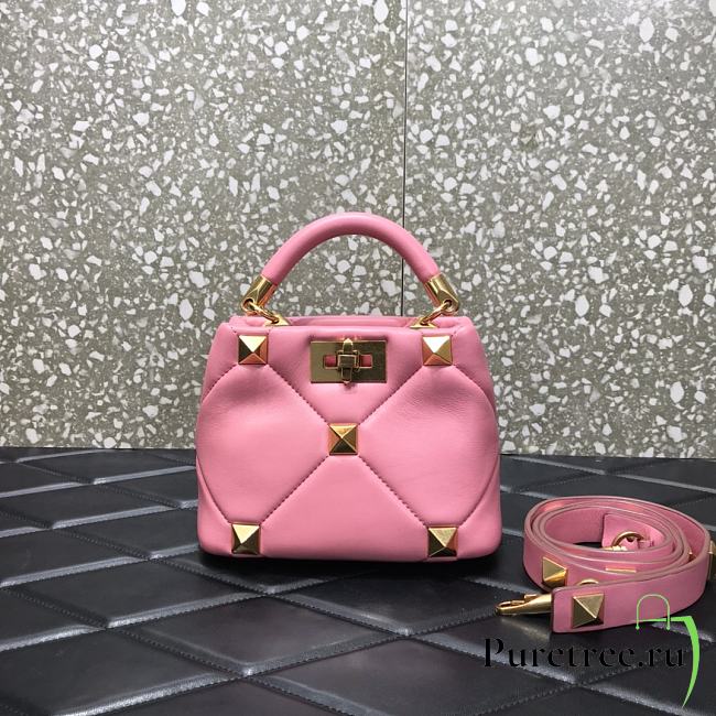 VALENTINO | Roman Stud Pink Bag 520 In Nappa - 20×9×15cm - 1