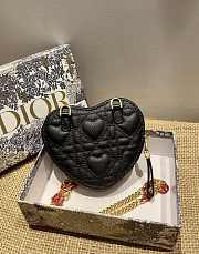 DIOR | DIORAMOUR CARO Heart Black Chain Bag- S5097 - 11 x 10 x 1.5 cm - 3