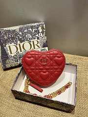 DIOR | DIORAMOUR CARO Heart Red Chain Bag- S5097 - 11 x 10 x 1.5 cm - 1