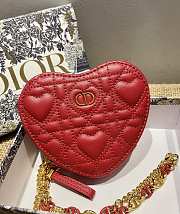 DIOR | DIORAMOUR CARO Heart Red Chain Bag- S5097 - 11 x 10 x 1.5 cm - 4