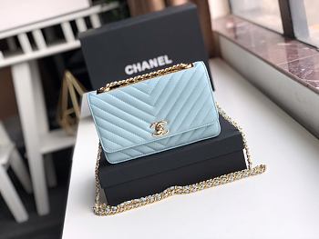 CHANEL | Wallet On Chain Light blue - A80982 - 19x13.5x3.5cm