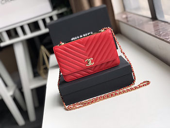 CHANEL | Wallet On Chain Light Red - A80982 - 19x13.5x3.5cm