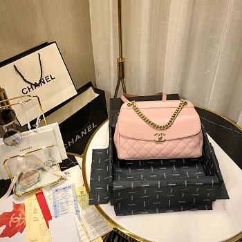 CHANEL | Lambskin Curved Flap Bag Light Pink - AS0416 - 24cm