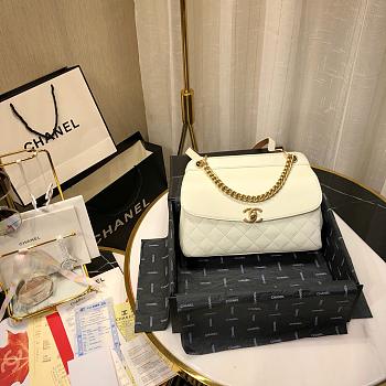 CHANEL | Lambskin Curved Flap Bag White - AS0416 - 24cm