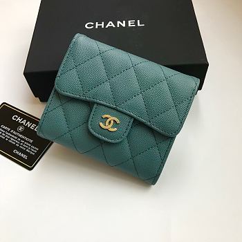 CHANEL | Classic small flap wallet Tri-fold Green - A82288 - 10.5 x 11.5 x 3cm