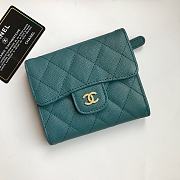 CHANEL | Classic small flap wallet Tri-fold Green - A82288 - 10.5 x 11.5 x 3cm - 3