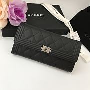 CHANEL | Long Black Silver Wallet in Grain - A80286 - 10.5 × 19 × 3 cm - 1